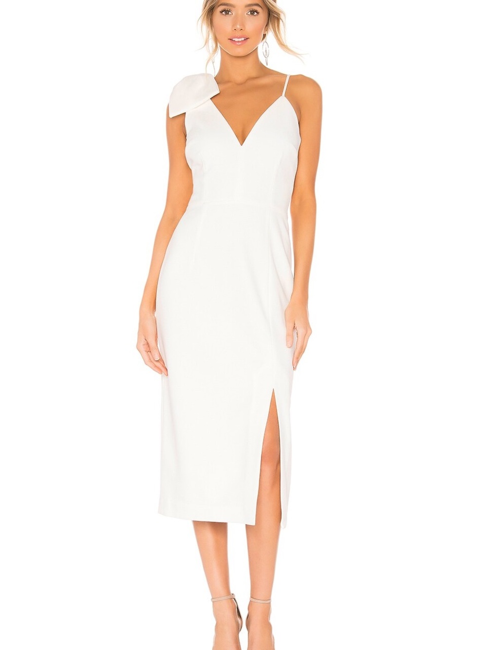 Rebecca Vallance Bow Midi Dress with Front Slit